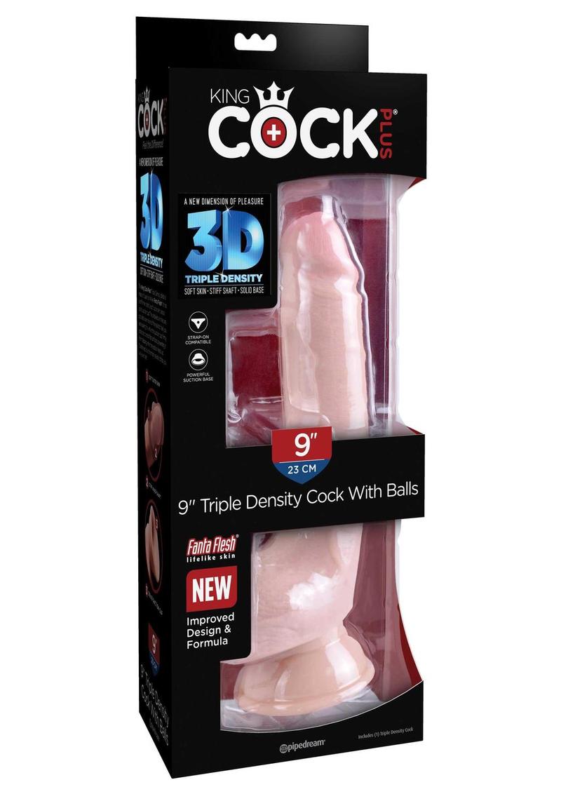 Load image into Gallery viewer, King Cock Plus Triple Density Dildo with Balls - Vanilla - 9in
