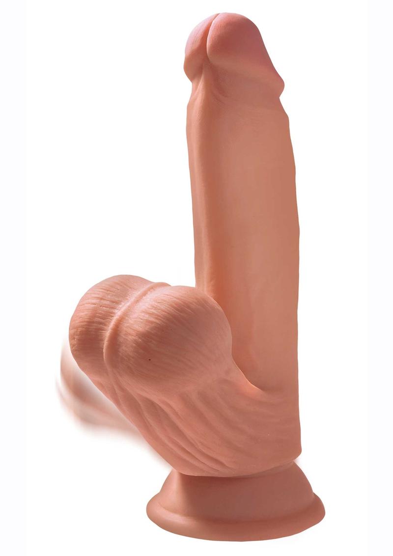 Load image into Gallery viewer, King Cock Plus Triple Density Dildo with Swinging Balls - Caramel - 7in
