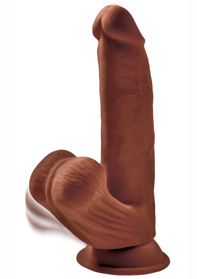 Load image into Gallery viewer, King Cock Plus Triple Density Dildo with Swinging Balls - Chocolate - 8in
