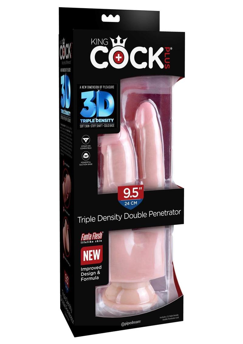 Load image into Gallery viewer, King Cock Plus Triple Density Double Penetrator Dildo - Vanilla - 9.5in
