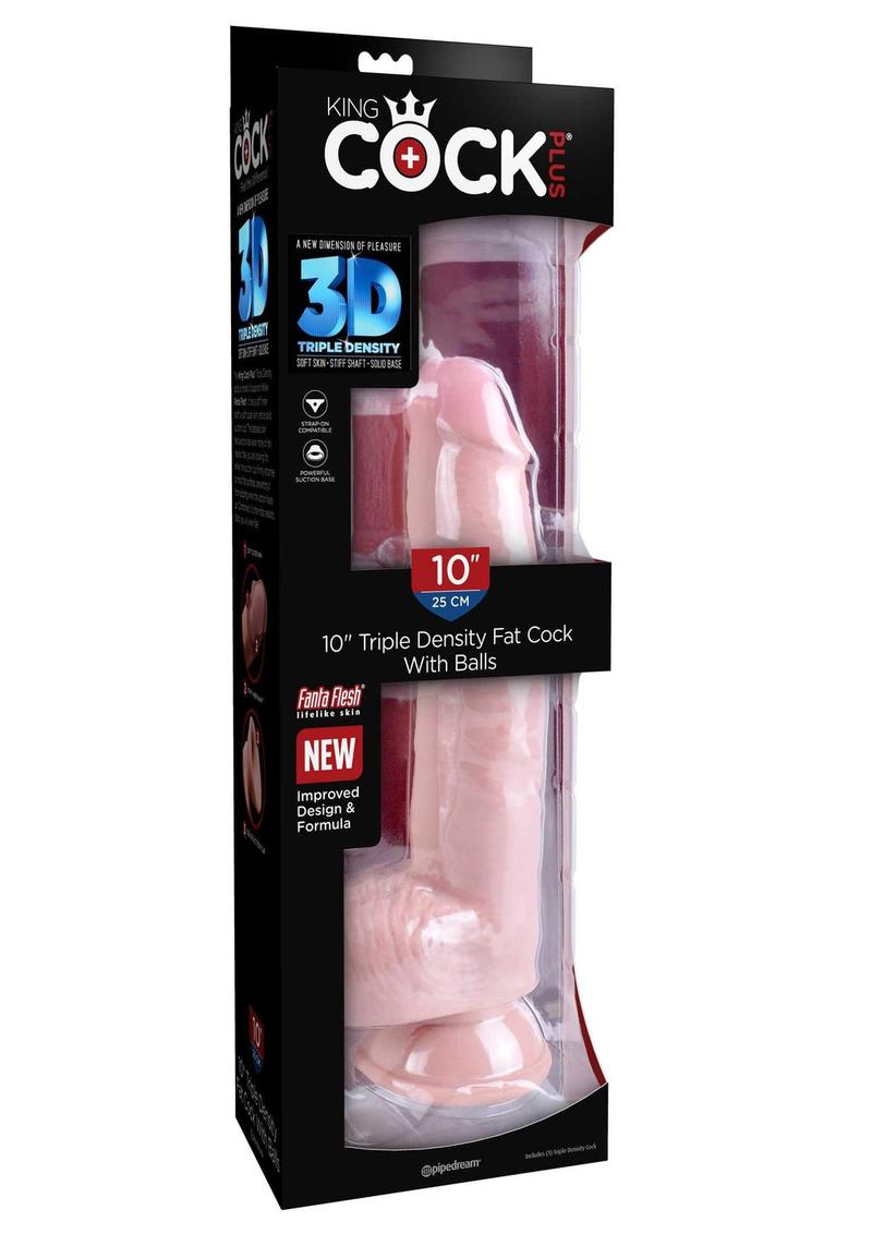 Load image into Gallery viewer, King Cock Plus Triple Density Fat Dildo with Balls - Vanilla - 10in
