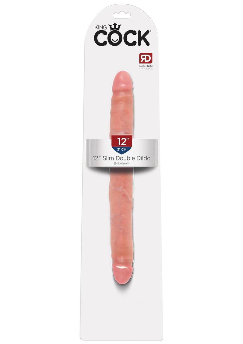 Load image into Gallery viewer, King Cock Slim Double Dildo - Flesh/Vanilla - 12in
