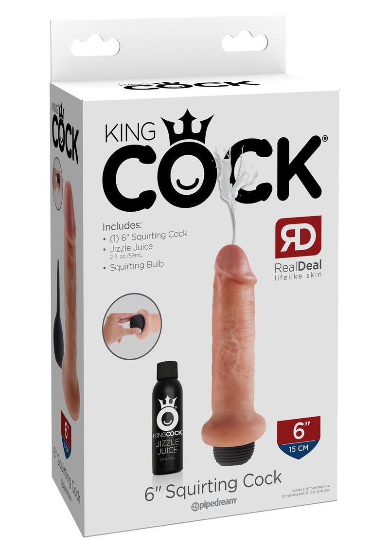 Load image into Gallery viewer, King Cock Squirting Dildo - Flesh/Vanilla - 6in

