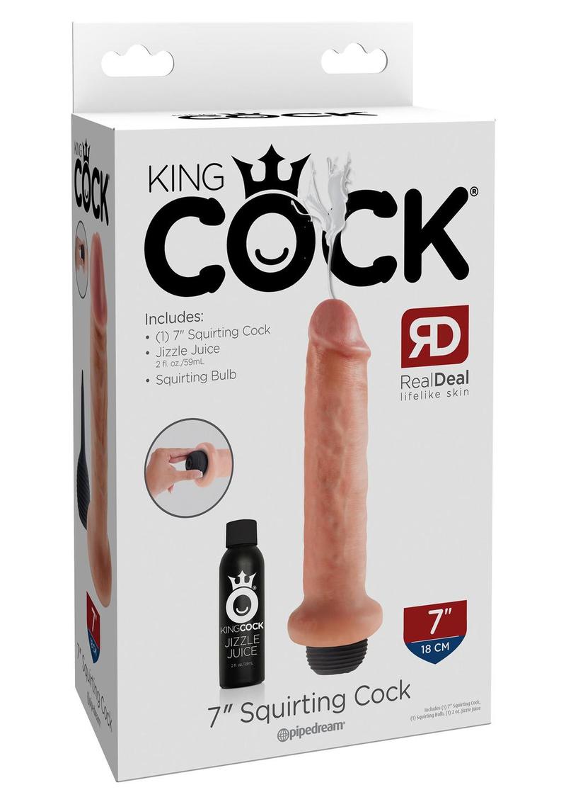 Load image into Gallery viewer, King Cock Squirting Dildo - Flesh/Vanilla - 7in
