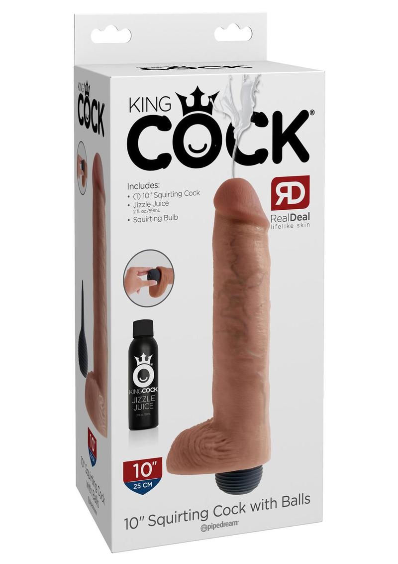Load image into Gallery viewer, King Cock Squirting Dildo with Balls - Vanilla - 10in
