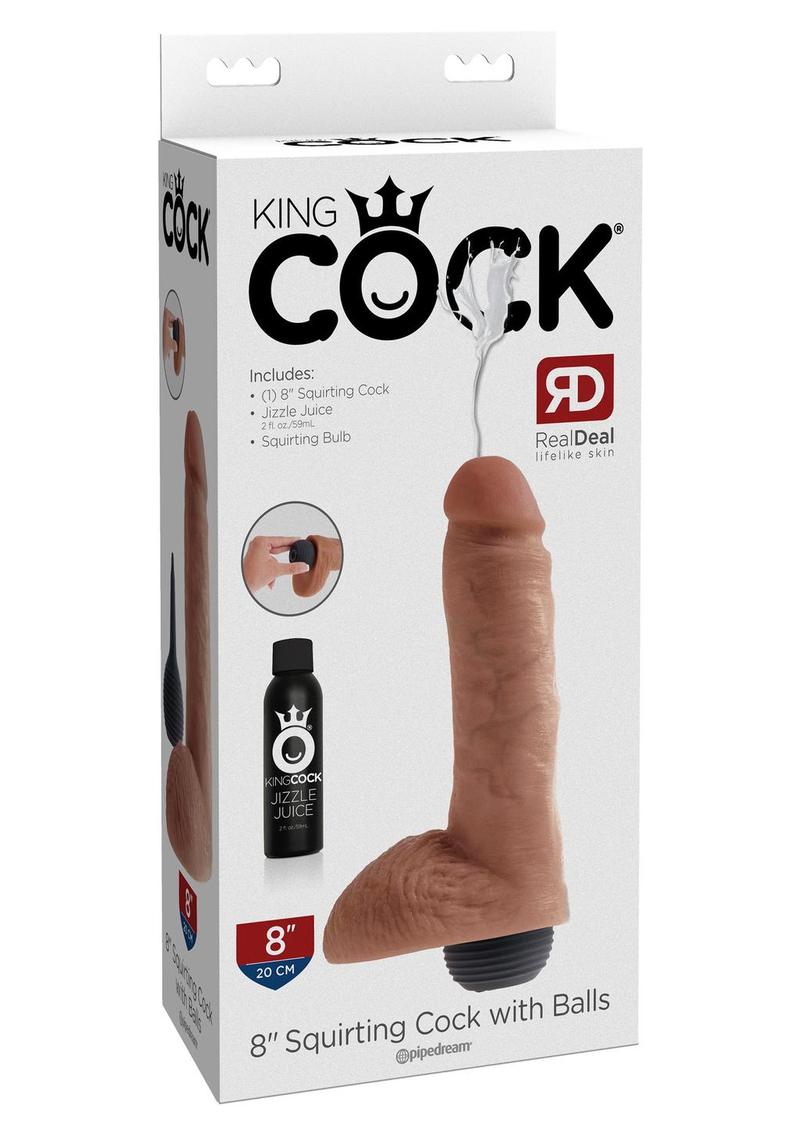 Load image into Gallery viewer, King Cock Squirting Dildo with Balls - Caramel/Tan - 8in

