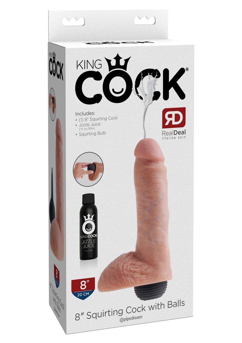 Load image into Gallery viewer, King Cock Squirting Dildo with Balls - Flesh/Vanilla - 8in
