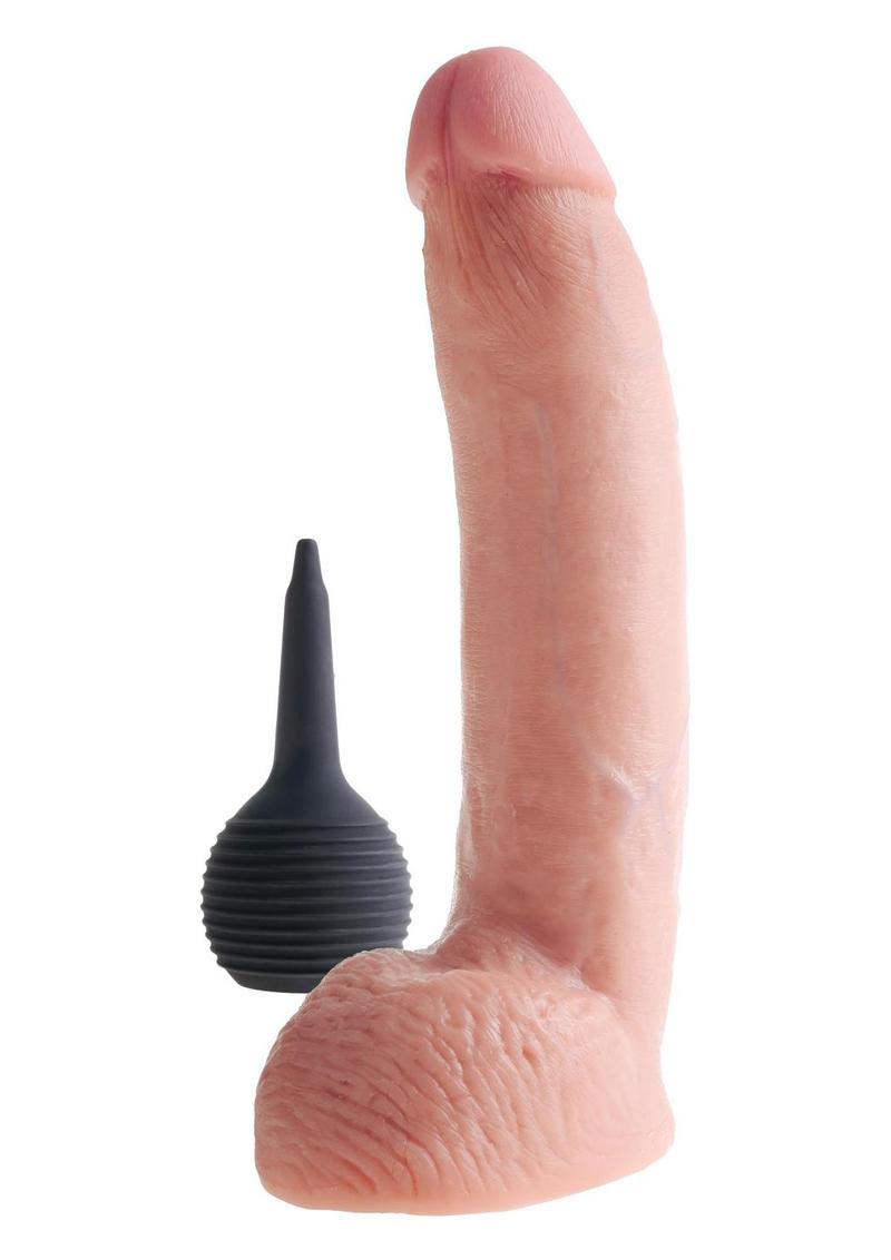 Load image into Gallery viewer, King Cock Squirting Dildo with Balls - Flesh/Vanilla - 9in
