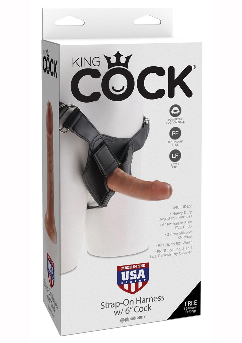 Load image into Gallery viewer, King Cock Strap-On Harness with Dildo - Caramel/Tan - 6in
