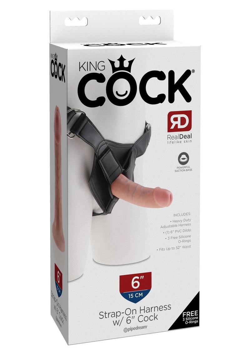Load image into Gallery viewer, King Cock Strap-On Harness with Dildo - Vanilla - 6in
