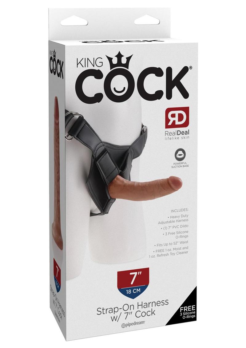 Load image into Gallery viewer, King Cock Strap-On Harness with Dildo - Caramel/Tan - 7in
