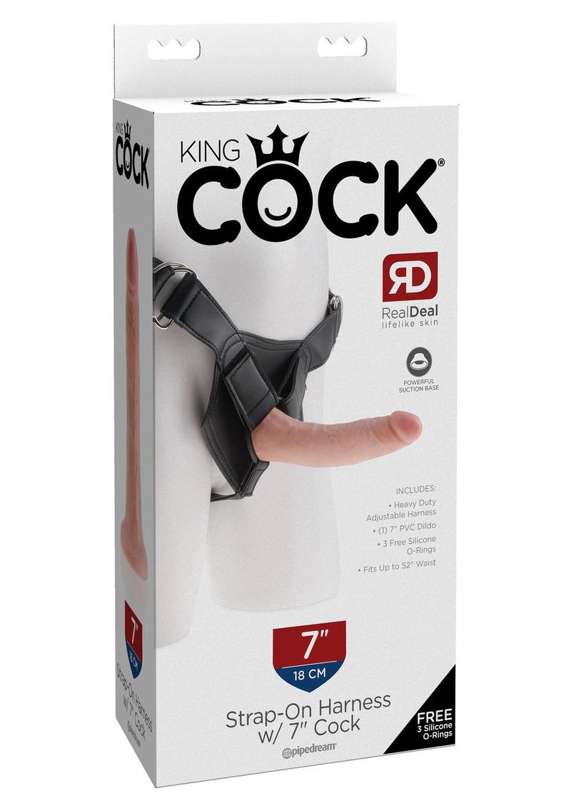 Load image into Gallery viewer, King Cock Strap-On Harness with Dildo - Vanilla - 7in
