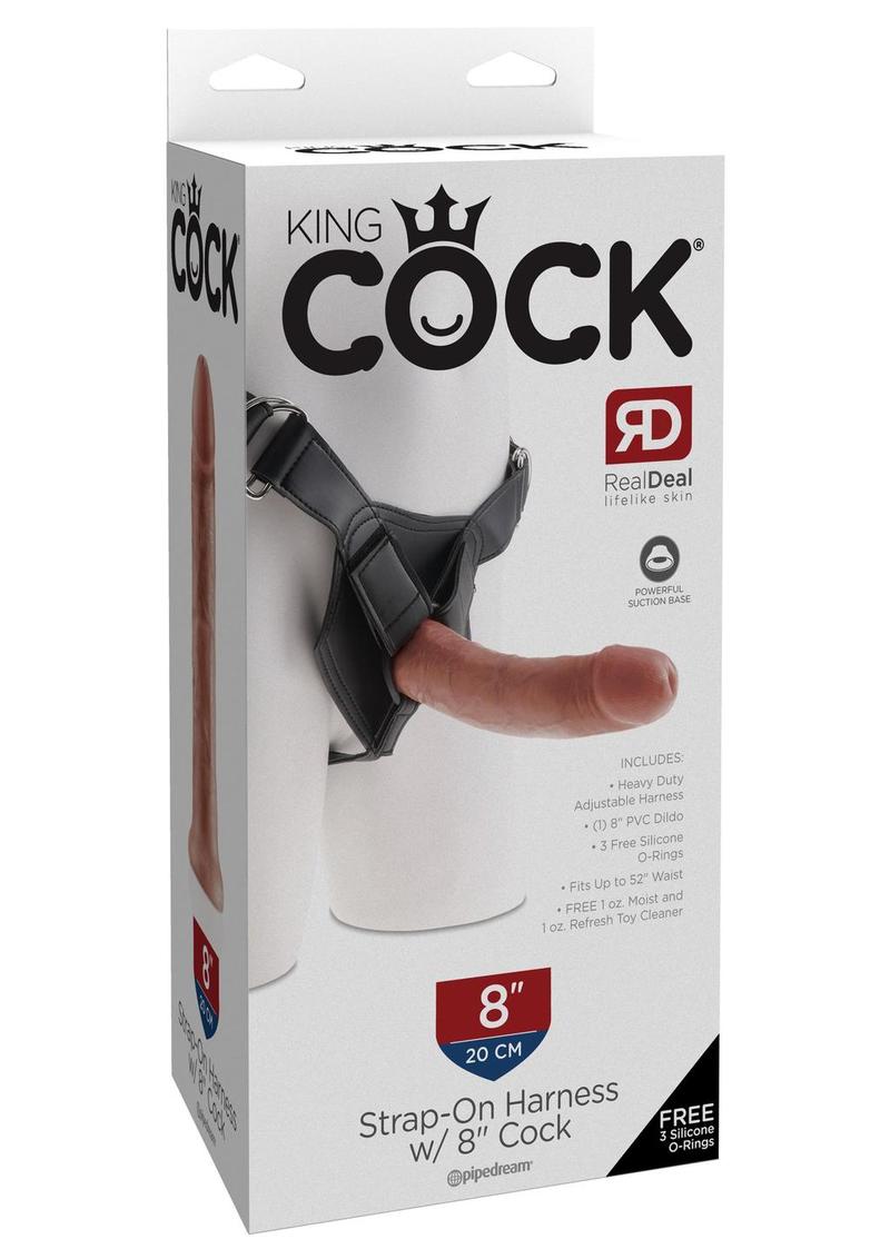 Load image into Gallery viewer, King Cock Strap-On Harness with Dildo - Caramel/Tan - 8in
