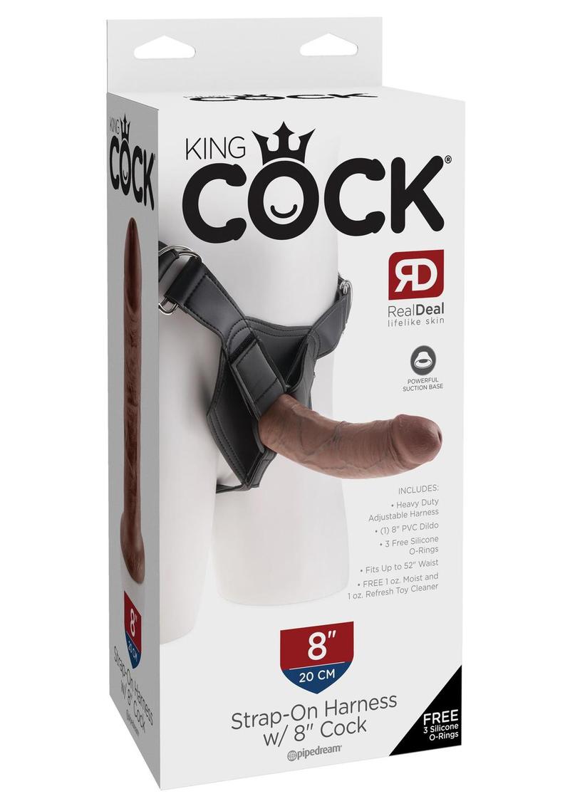 Load image into Gallery viewer, King Cock Strap-On Harness with Dildo - Chocolate - 8in
