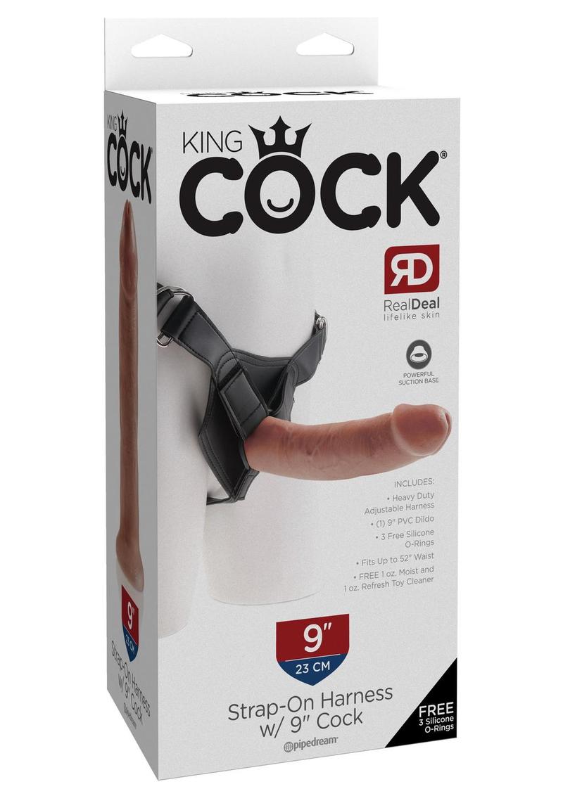 Load image into Gallery viewer, King Cock Strap-On Harness with Dildo - Caramel/Tan - 9in
