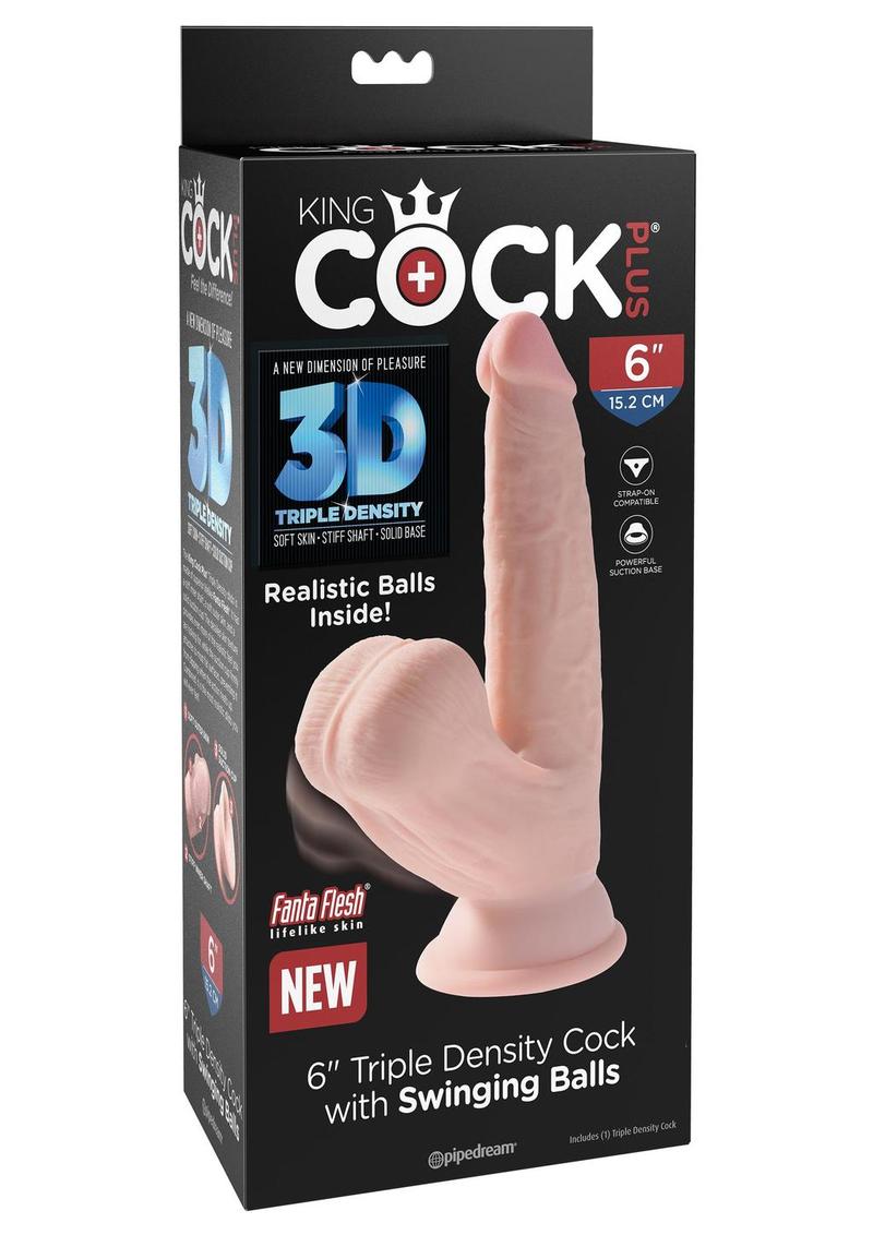 Load image into Gallery viewer, King Cock Triple Density Cock with Swinging Balls - Vanilla - 6in
