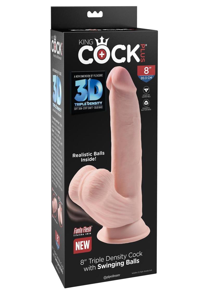 Load image into Gallery viewer, King Cock Triple Density Cock with Swinging Balls - Vanilla - 8in
