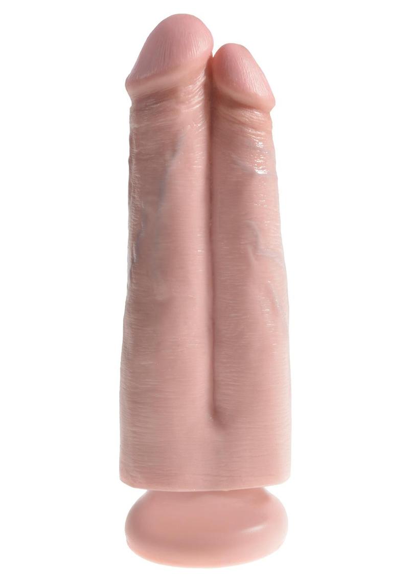 Load image into Gallery viewer, King Cock Two Cocks One Hole Dildo - Flesh/Vanilla - 7in

