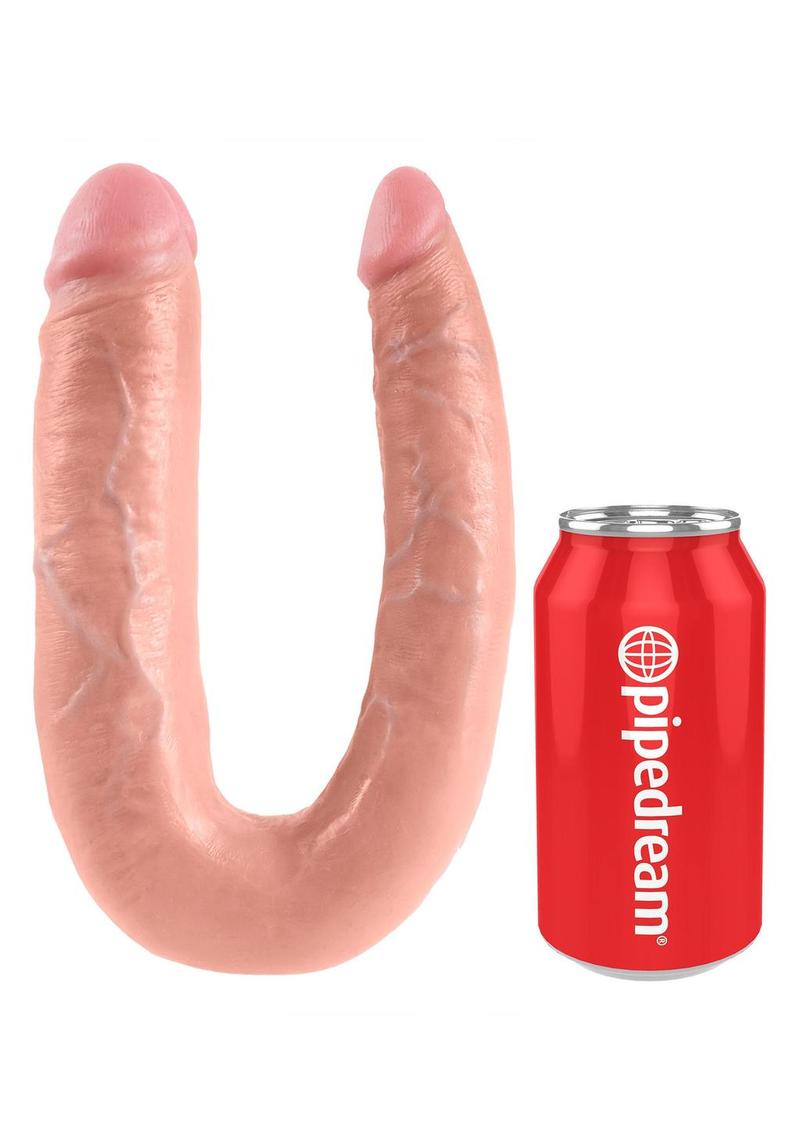 Load image into Gallery viewer, King Cock U-Shaped Large Double Trouble Dildo - Flesh/Vanilla - Large
