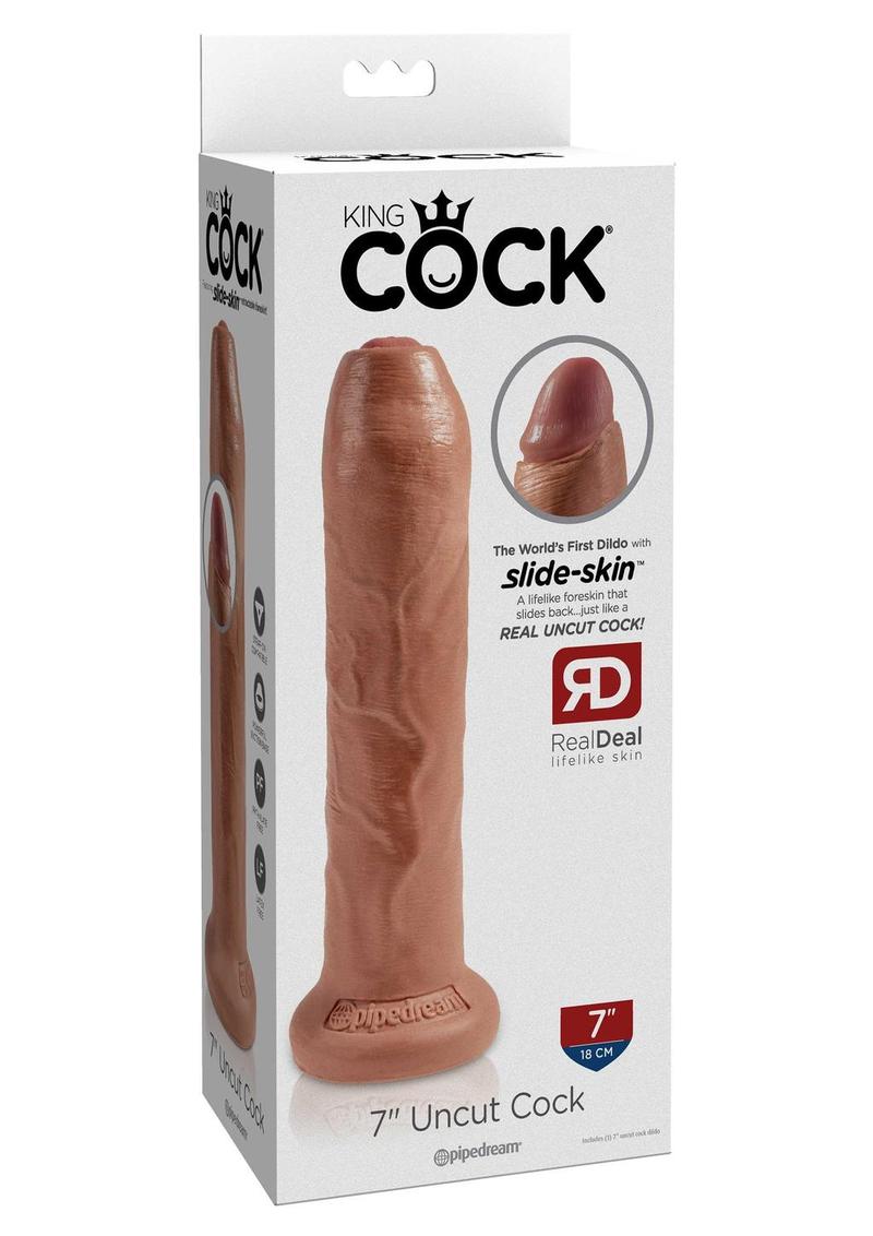 Load image into Gallery viewer, King Cock Uncut Cock Dildo - Caramel - 7in
