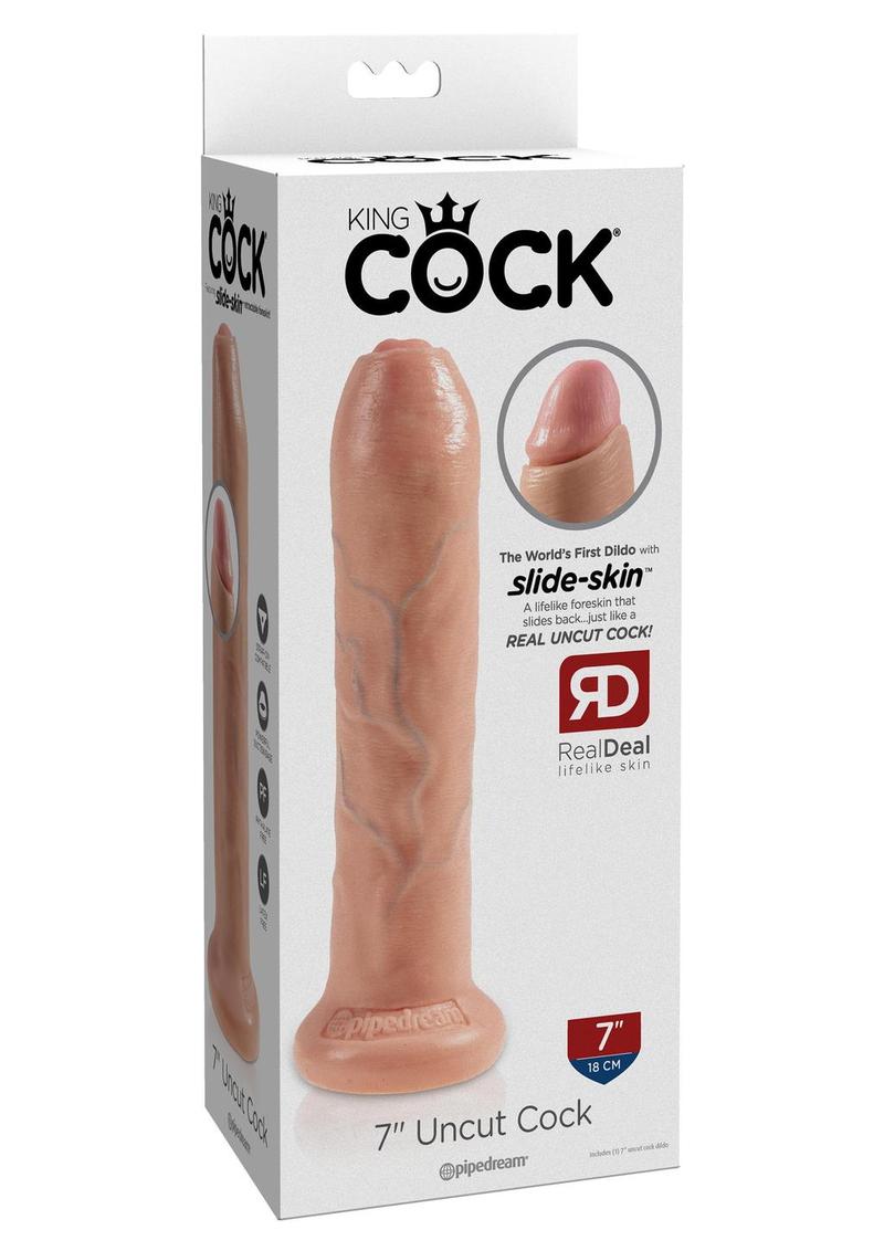 Load image into Gallery viewer, King Cock Uncut Cock Dildo - Vanilla - 7in
