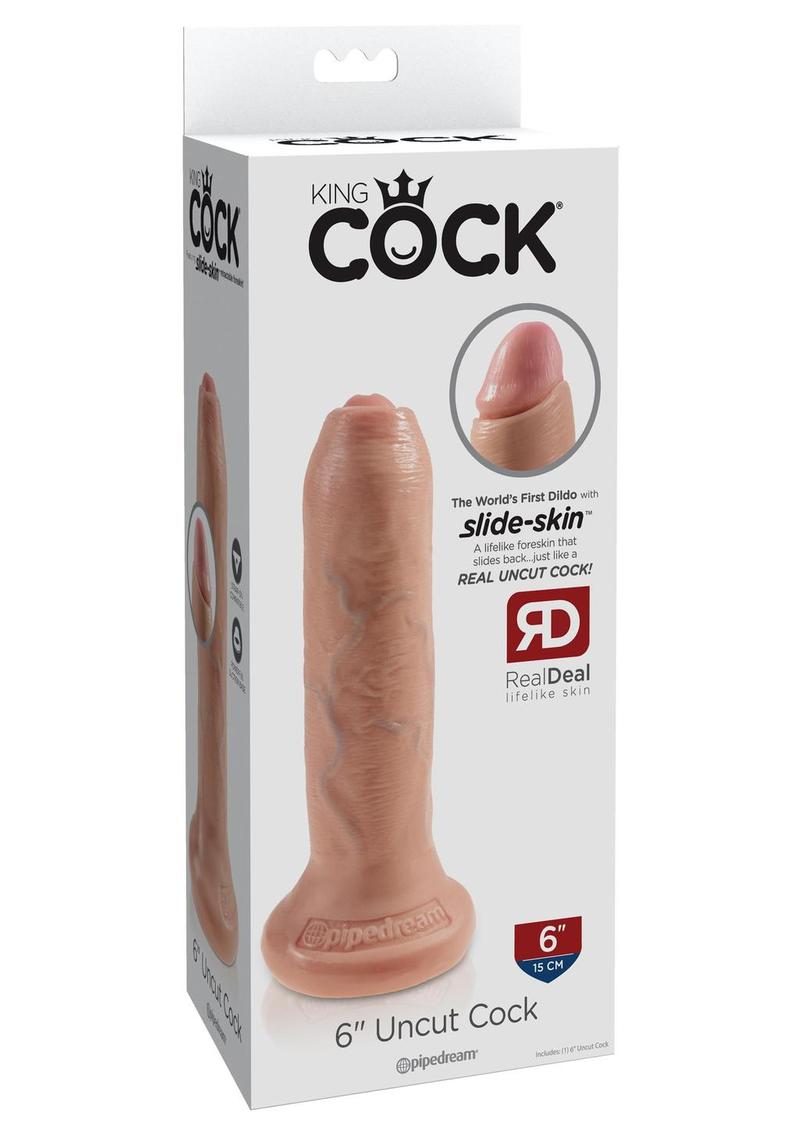 Load image into Gallery viewer, King Cock Uncut Dildo - Flesh/Vanilla - 6in
