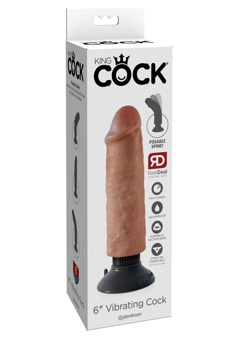 Load image into Gallery viewer, King Cock Vibrating Dildo - Caramel - 6in

