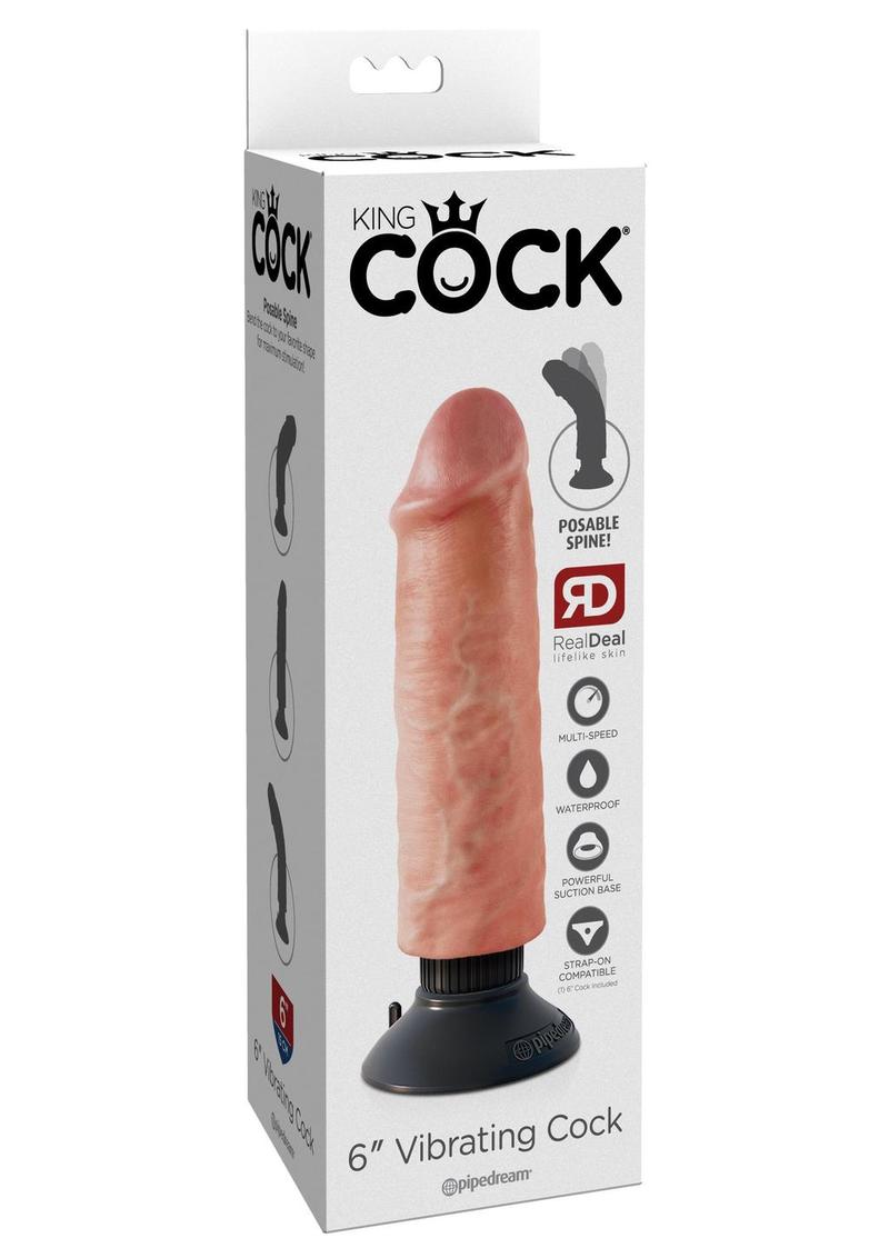 Load image into Gallery viewer, King Cock Vibrating Dildo - Vanilla - 6in
