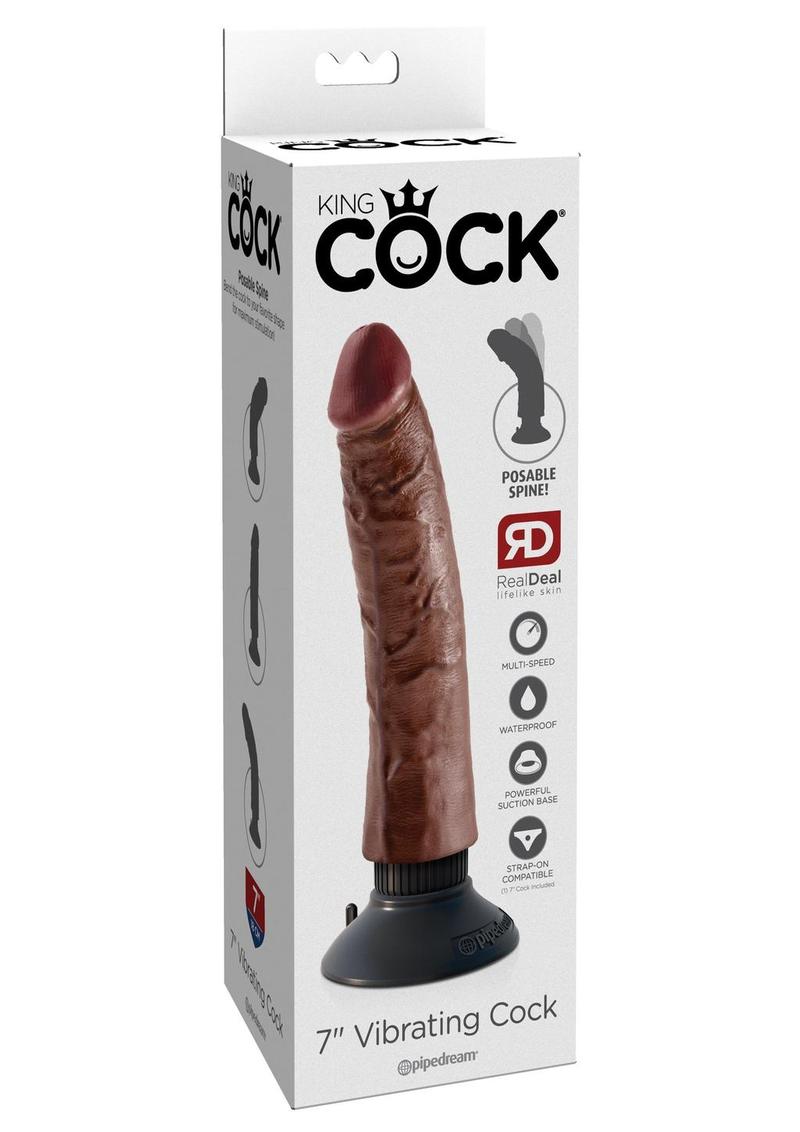 Load image into Gallery viewer, King Cock Vibrating Dildo - Chocolate - 7in
