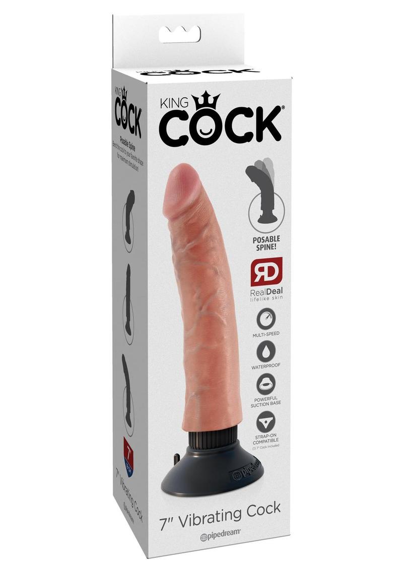Load image into Gallery viewer, King Cock Vibrating Dildo - Flesh/Vanilla - 7in
