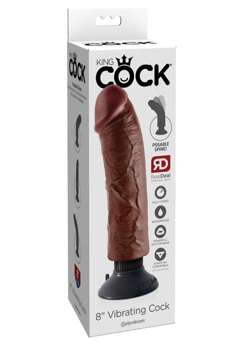 Load image into Gallery viewer, King Cock Vibrating Dildo - Chocolate - 8in
