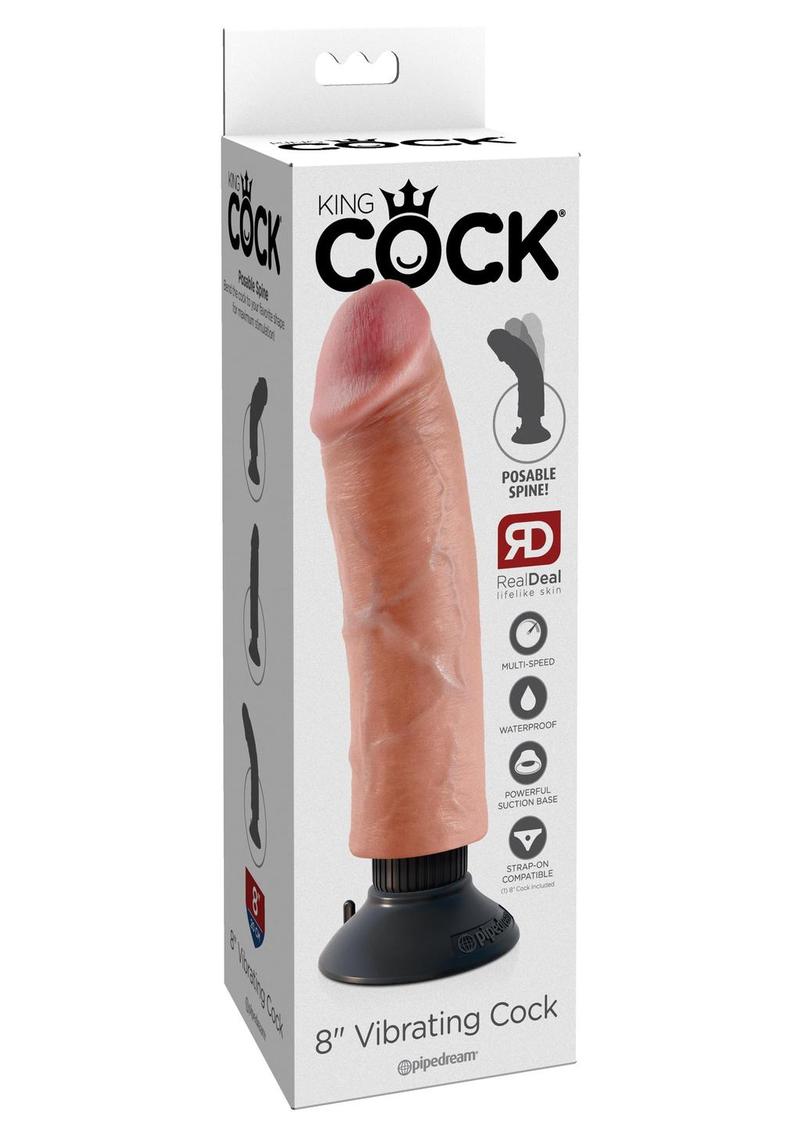 Load image into Gallery viewer, King Cock Vibrating Dildo - Flesh/Vanilla - 8in
