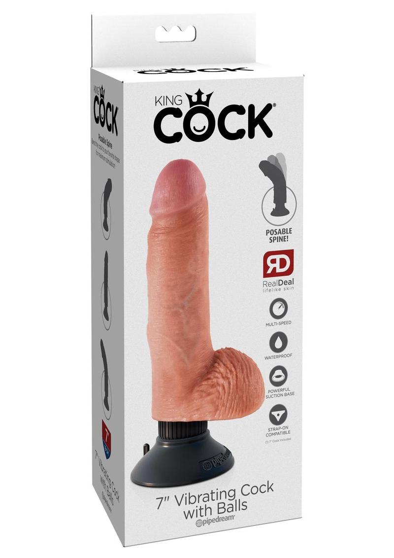 Load image into Gallery viewer, King Cock Vibrating Dildo with Balls - Vanilla - 7in
