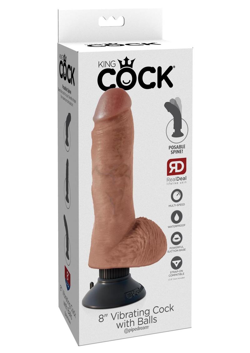 Load image into Gallery viewer, King Cock Vibrating Dildo with Balls - Caramel - 8in
