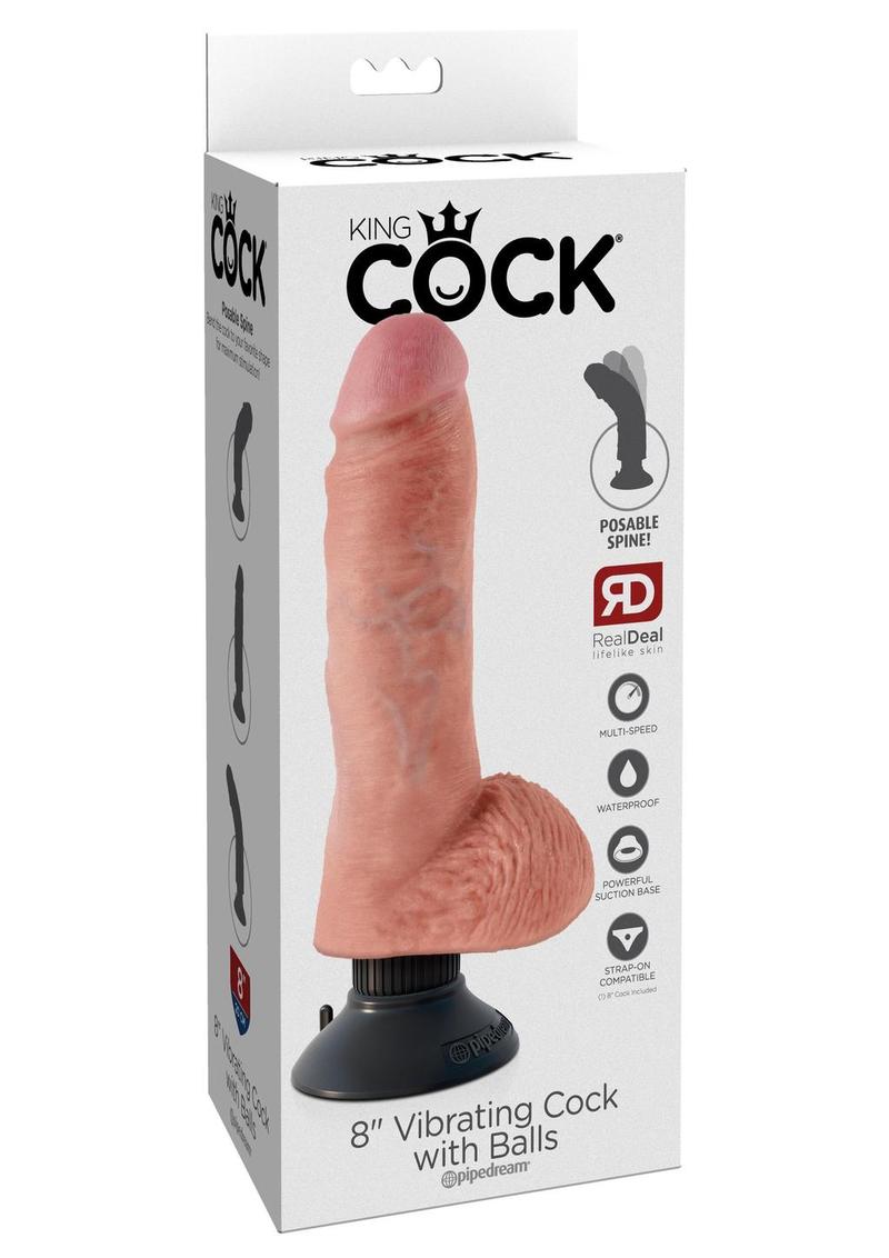 Load image into Gallery viewer, King Cock Vibrating Dildo with Balls - Vanilla - 8in
