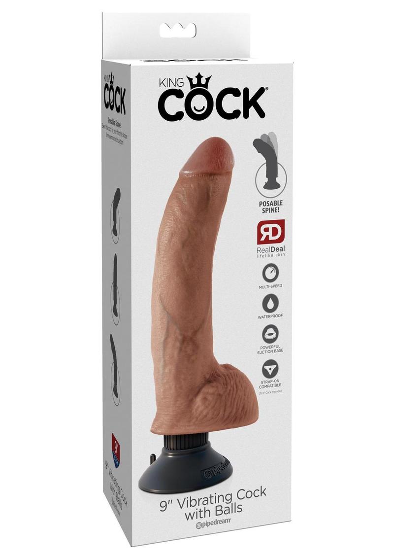 Load image into Gallery viewer, King Cock Vibrating Dildo with Balls - Caramel - 9in
