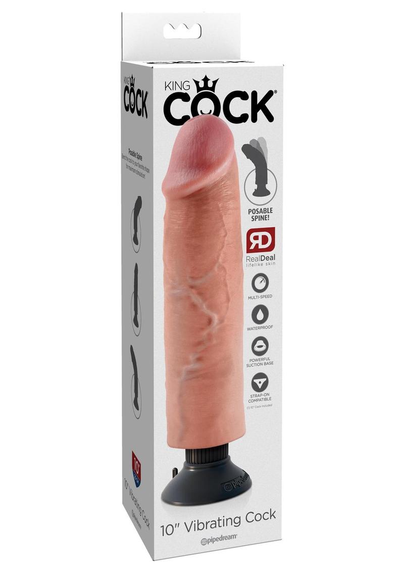 Load image into Gallery viewer, King Cock Vibrating Realistic Dildo Waterproof - Vanilla - 10in
