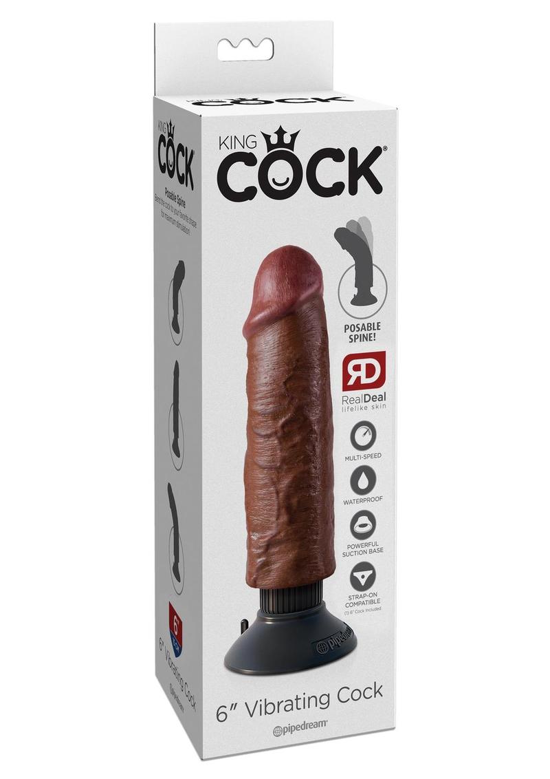 Load image into Gallery viewer, King Cock Vibrating Realistic Dildo Waterproof - Chocolate - 6in

