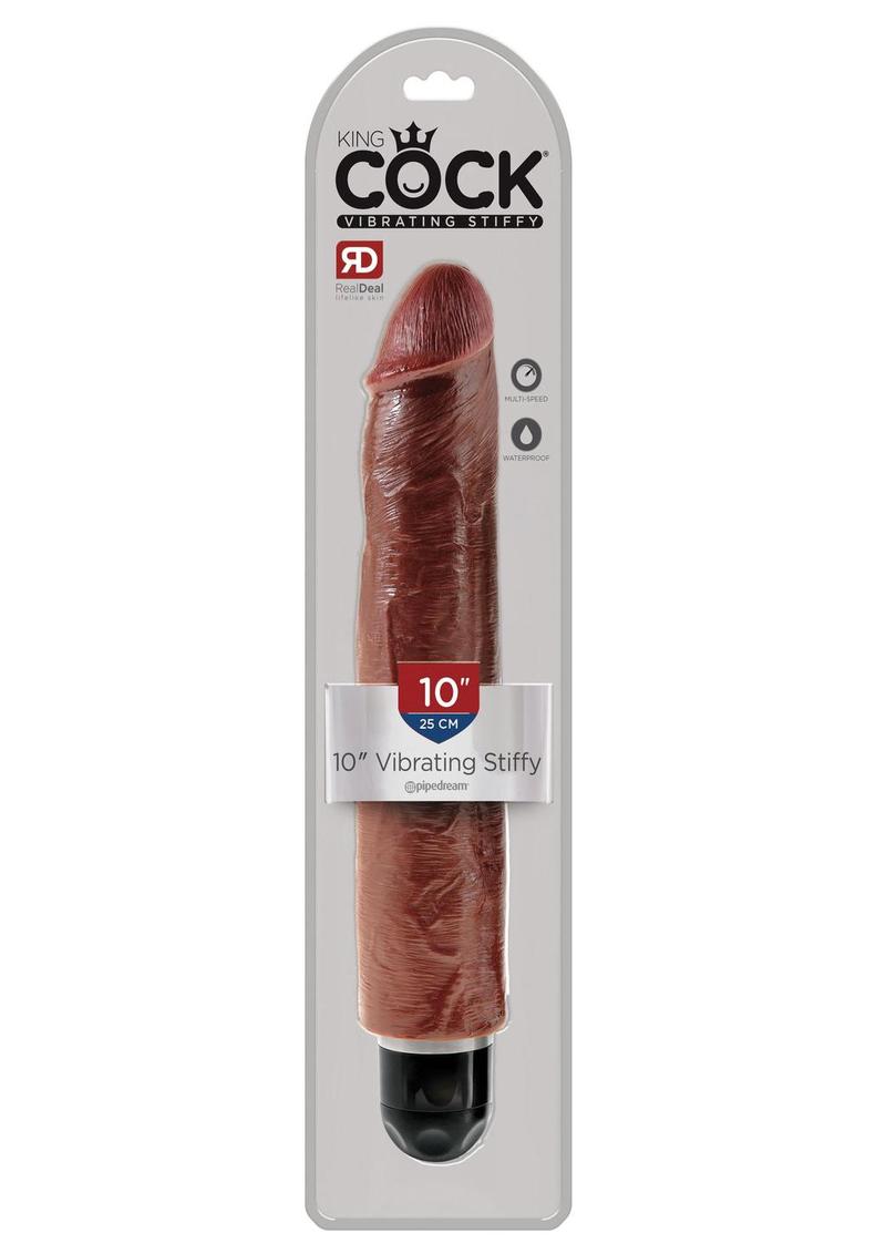 Load image into Gallery viewer, King Cock Vibrating Stiffy Dildo - Chocolate - 10in
