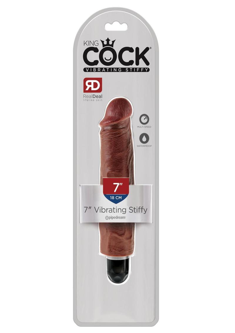 Load image into Gallery viewer, King Cock Vibrating Stiffy Dildo - Chocolate - 7in
