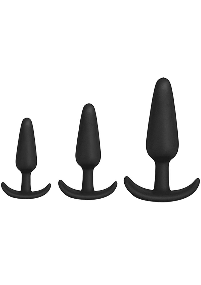 Load image into Gallery viewer, Kink Anal Essentials Silicone Trainer - Black - 3 Piece Set
