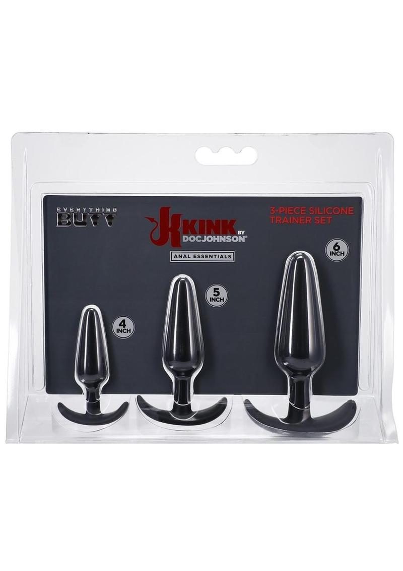 Load image into Gallery viewer, Kink Anal Essentials Silicone Trainer - Black - 3 Piece Set
