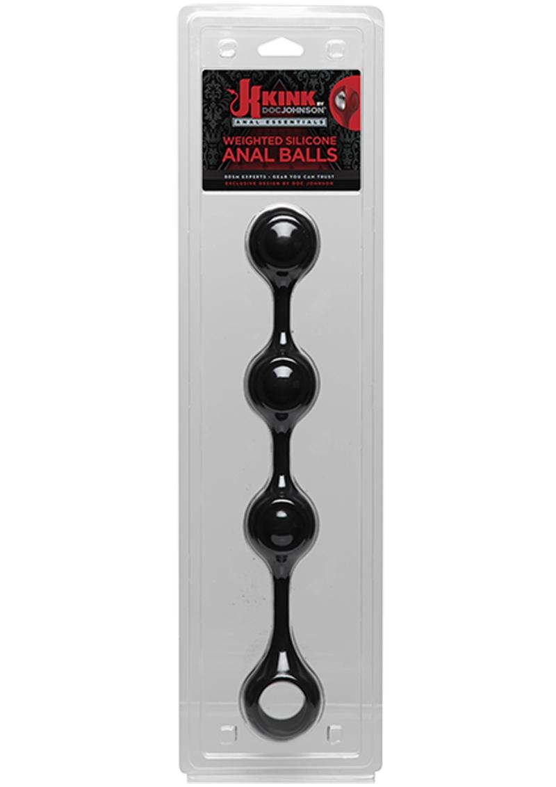 Load image into Gallery viewer, Kink Anal Essentials Weighted Silicone Beaded Anal Balls - Black - 13.5in
