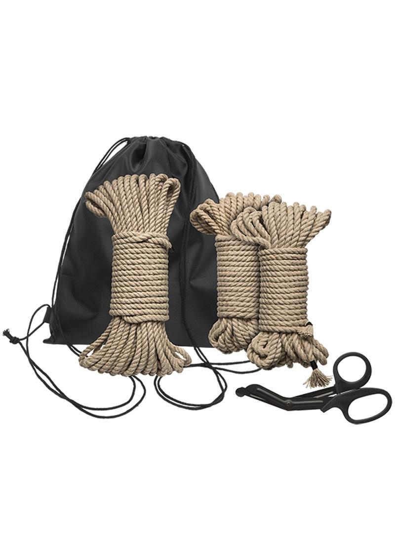 Load image into Gallery viewer, Kink Bind and Tie Initiation Hemp Rope - Natural - 5 Piece Kit
