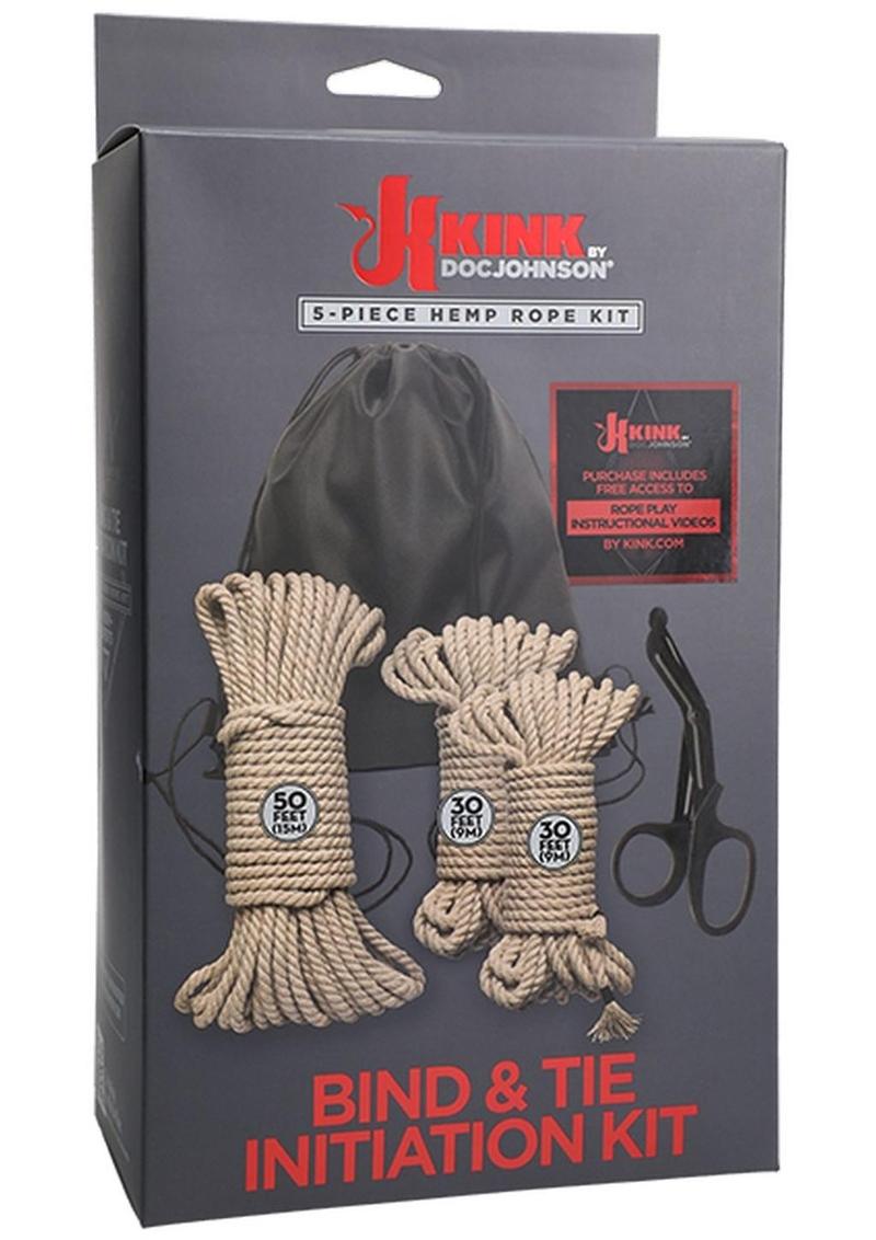 Load image into Gallery viewer, Kink Bind and Tie Initiation Hemp Rope - Natural - 5 Piece Kit
