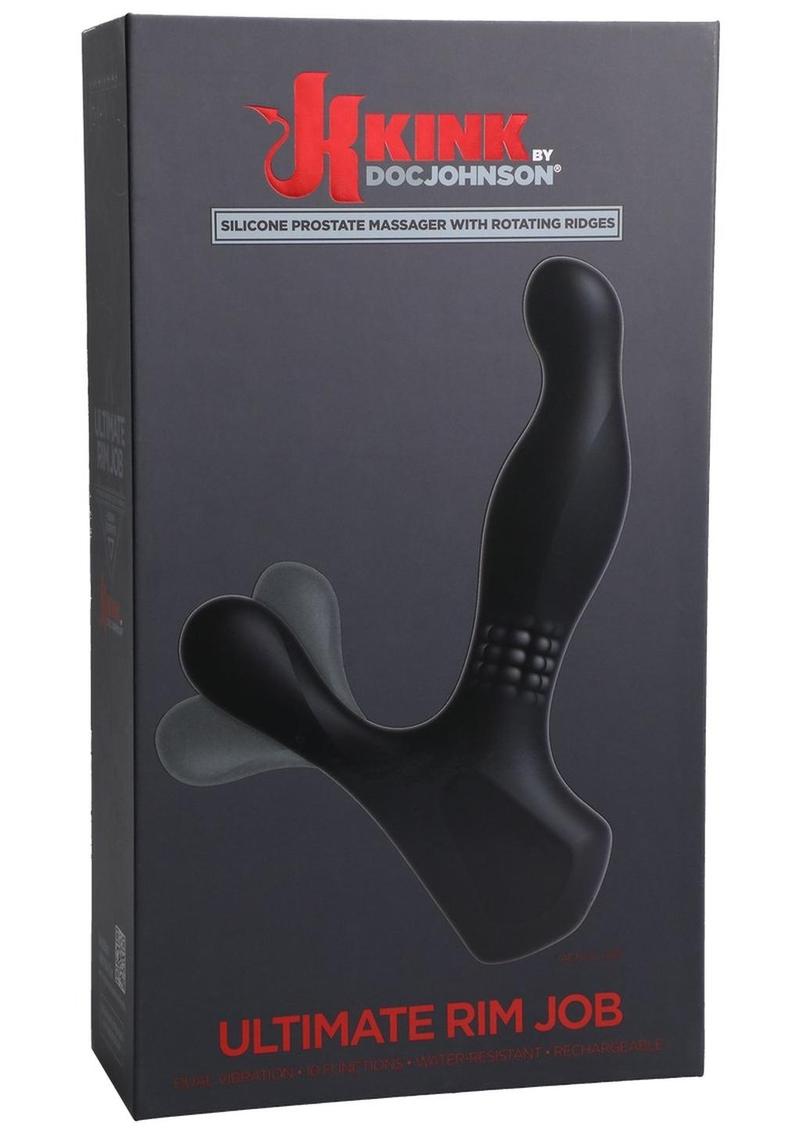 Load image into Gallery viewer, Kink Ultimate Rim Job Rechargeable Silicone Vibrating Prostate Massager with Rotating Ridges - Black
