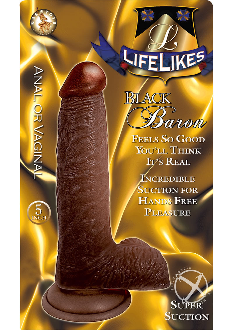 Load image into Gallery viewer, Lifelikes Black Baron Dildo - Chocolate - 5in
