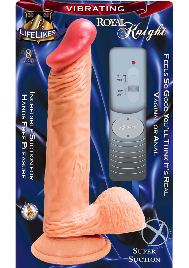 Load image into Gallery viewer, Lifelikes Vibrating Royal Knight Dildo - Flesh/Vanilla - 8in
