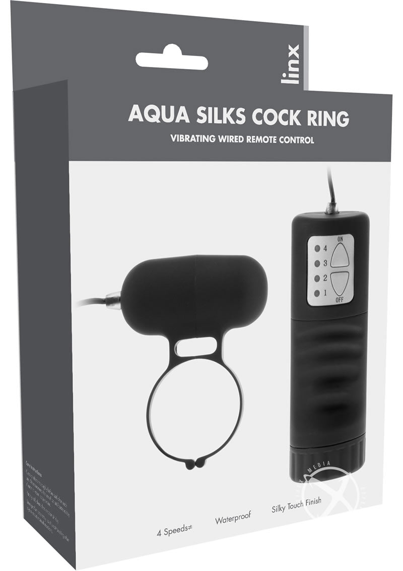 Load image into Gallery viewer, Linx Aqua Silks Vibrating Cock Ring with Remote Control - Black
