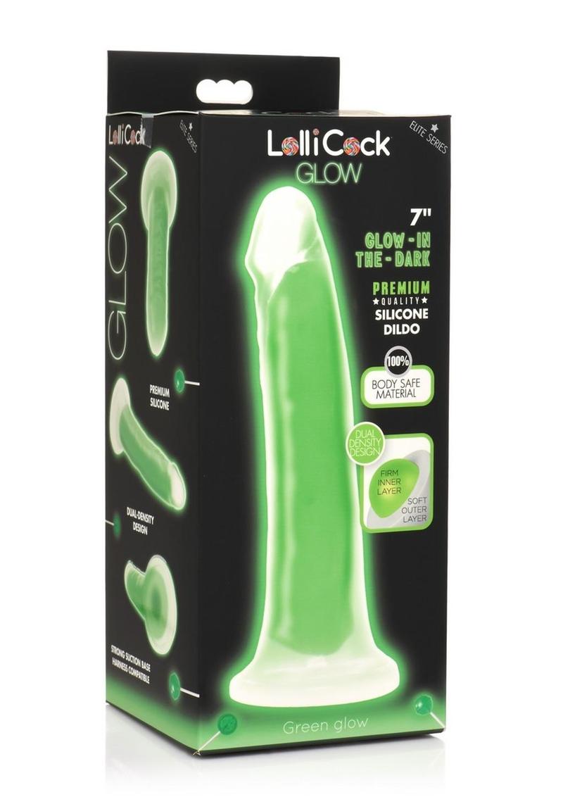 Load image into Gallery viewer, Lollicock Glow In The Dark Silicone Dildo - Glow In The Dark/Green - 7in
